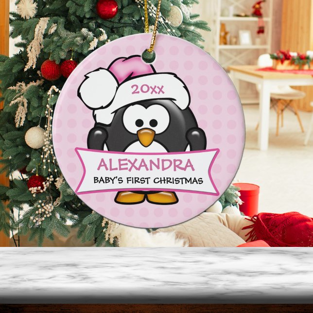 Personalised Baby's First Christmas Penguin Ceramic Ornament (Creator Uploaded)