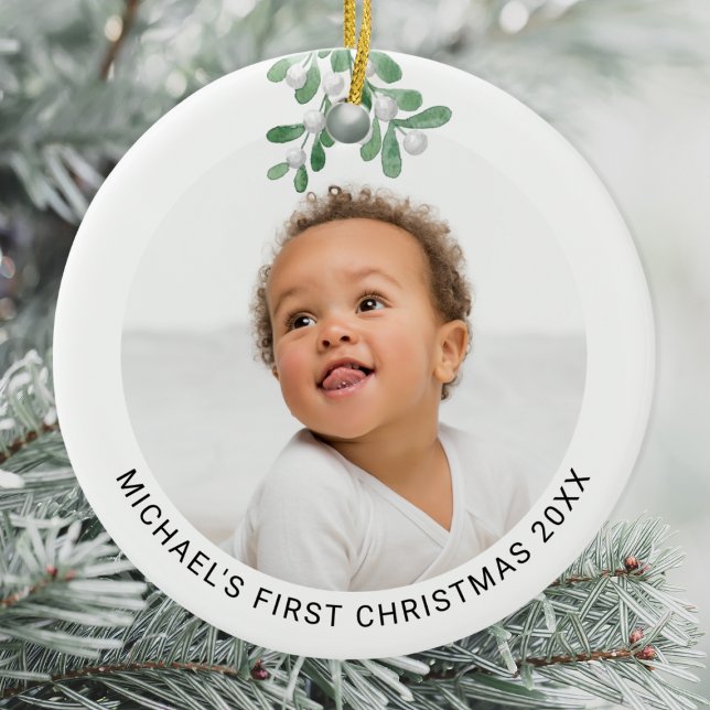 Personalised Baby's First Christmas Photo  Ceramic Ornament (Creator Uploaded)