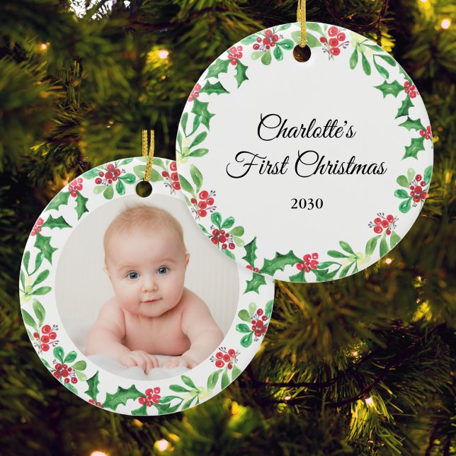 Personalised Baby's First Christmas Photo Ceramic Ornament (Creator Uploaded)