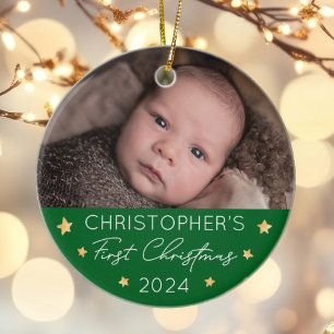 Personalised Baby's First Christmas Photo Ceramic Ornament