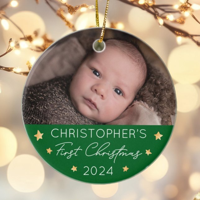 Personalised Baby's First Christmas Photo Ceramic Ornament (Creator Uploaded)
