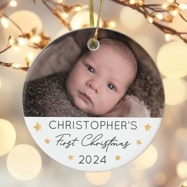 Personalised Baby's First Christmas Photo Ceramic Ornament (Creator Uploaded)
