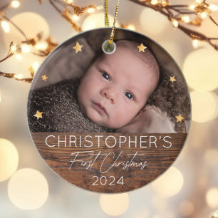 Personalised Baby's First Christmas Photo Ceramic Ornament
