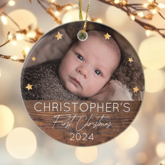 Personalised Baby's First Christmas Photo Ceramic Ornament (Creator Uploaded)