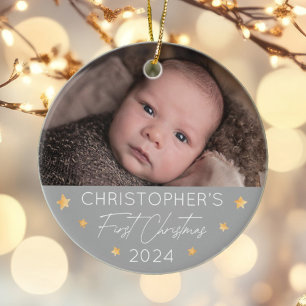 Personalised Baby's First Christmas Photo Ceramic Ornament