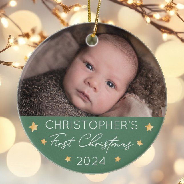 Personalised Baby's First Christmas Photo Ceramic Ornament (Creator Uploaded)