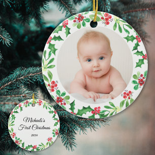 Personalised Baby's First Christmas Photo Ceramic Ornament