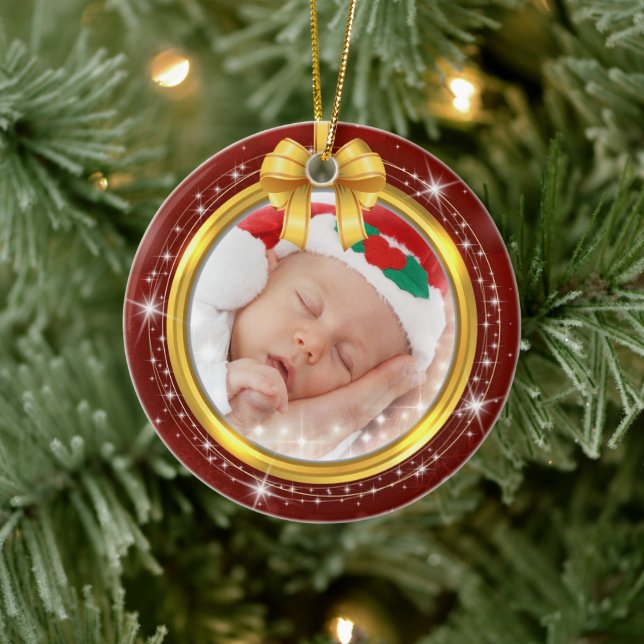 Personalised Baby's First Christmas Photo Keepsake Ceramic Ornament (Tree)