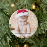 Personalised Babys First Christmas Photo Name Year Ceramic Ornament<br><div class="desc">A beautiful Christmas tree ornament to commemorate your baby's first christmas.  Easily upload your child's photo and add two lines of custom text.  Simple yet elegant,  a memory keepsake that will be treasured by parents,  grandparents and others.</div>