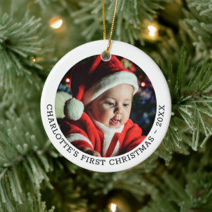 Personalised Baby's First Christmas Photo Template Ceramic Ornament