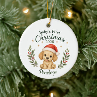 Personalised Baby's First Christmas "Puppy" Ceramic Ornament