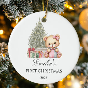 Personalised Baby's First Christmas Teddy Bear Ceramic Ornament