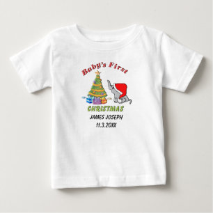 Personalised Baby's First Christmas with Elephant Baby T-Shirt