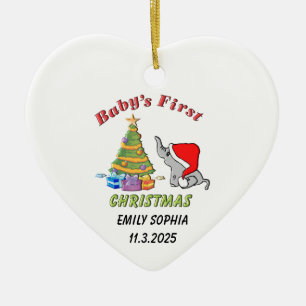 Personalised Baby's First Christmas with Elephant Ceramic Ornament