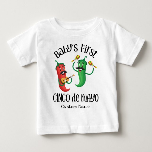 Personalised Baby's First Cinco de Mayo Baby T-Shirt (Front)