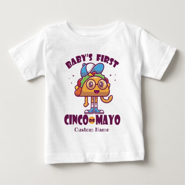 Personalised Baby's First Cinco de Mayo Baby T-Shirt (Front)