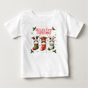 Personalised Baby's First Cow Christmas Tee
