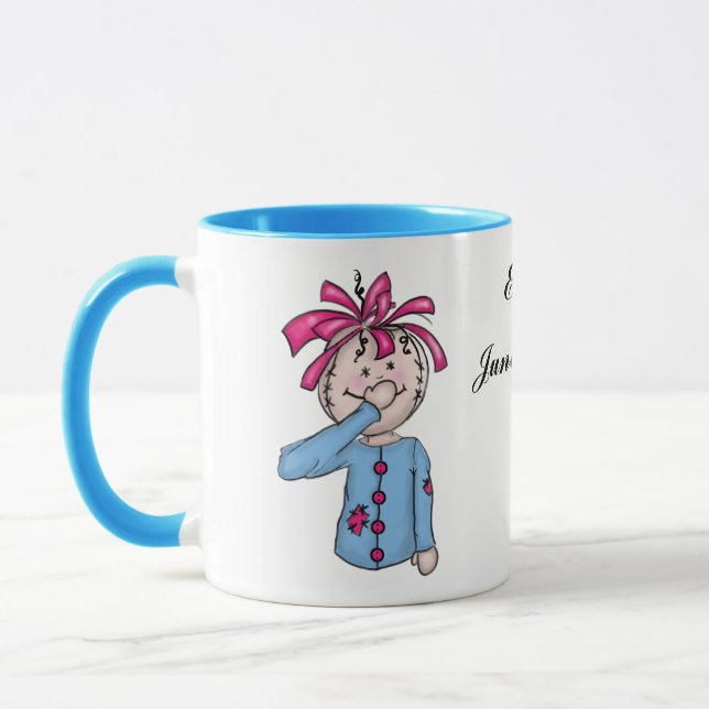 Personalised Baby's First Rag Doll Cartoon Mug (Left)