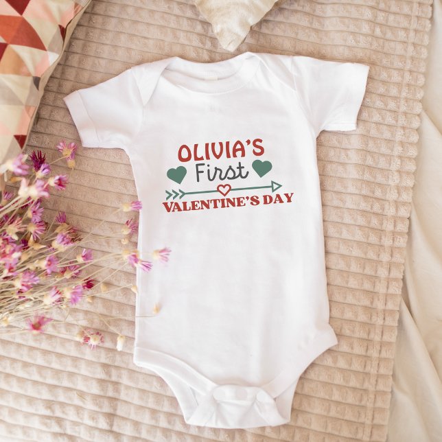 Personalised Baby's First Valentine's Day Cute Baby Bodysuit (Creator Uploaded)