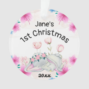 Personalised Baby's Girl First Christmas 2021 Ornament