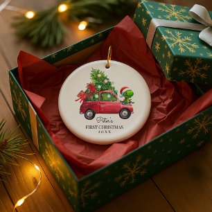 Personalised Baby's Photo and Name Dino Ceramic Ornament