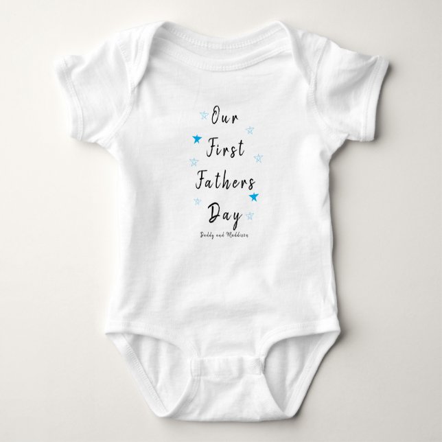 Personalised Babysuit Blue star | 1st Father's day Baby Bodysuit (Front)