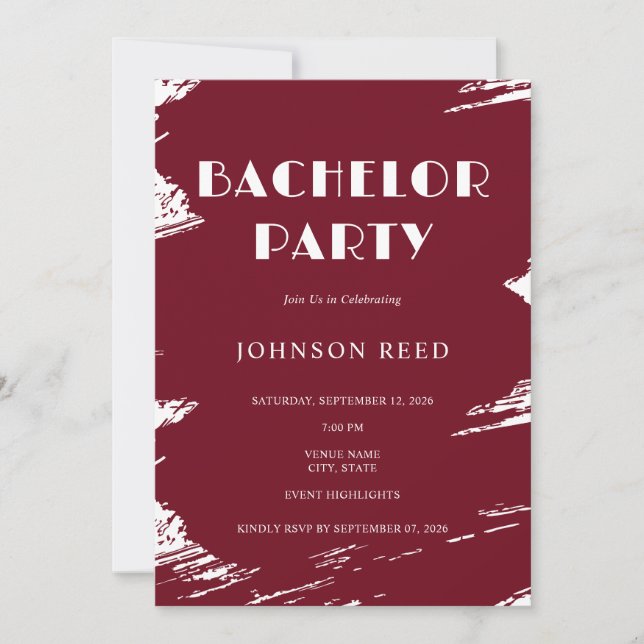 Personalised Bachelor Party Invitation  Card (Front)