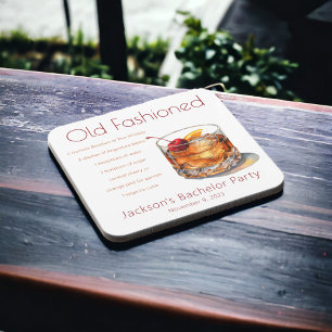 Personalised Bachelor Party Old Fashioned Recipe Coaster