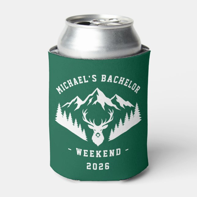 Personalised Bachelor Weekend Mountain Can Cooler (Can Front)