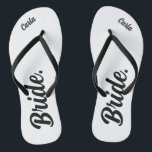 Personalised Bachelorette Bride black and white Thongs<br><div class="desc">bride,  bachelorette,  bridal party,  personalised bride,   flip-flops bachelorette,   party gift,  custom bride gift,  wedding,  honey moon,  bridal shower gift</div>