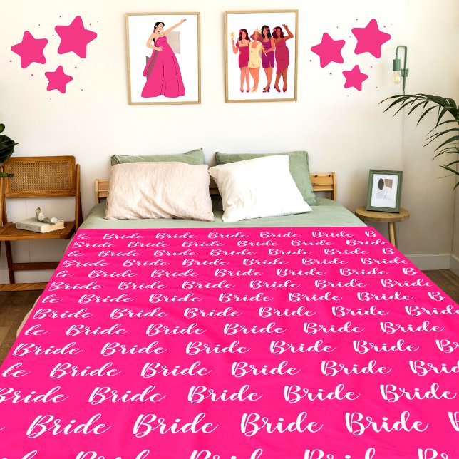 Personalised Bachelorette Bride Pattern Fleece Blanket (Creator Uploaded)