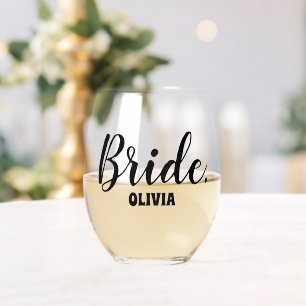 Personalised Bachelorette Bride Stemless Wine Glass