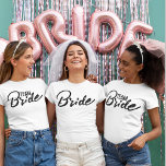 Personalised Bachelorette Bridesmaids Party Group T-Shirt<br><div class="desc">Are you looking for a unique and personalised gift for your upcoming wedding? Look no further than our personalised front and back team bride shirts! These shirts are perfect for the bride-to-be or any of her bridesmaids. Not only do they make great gifts, but they're also a fun way to...</div>