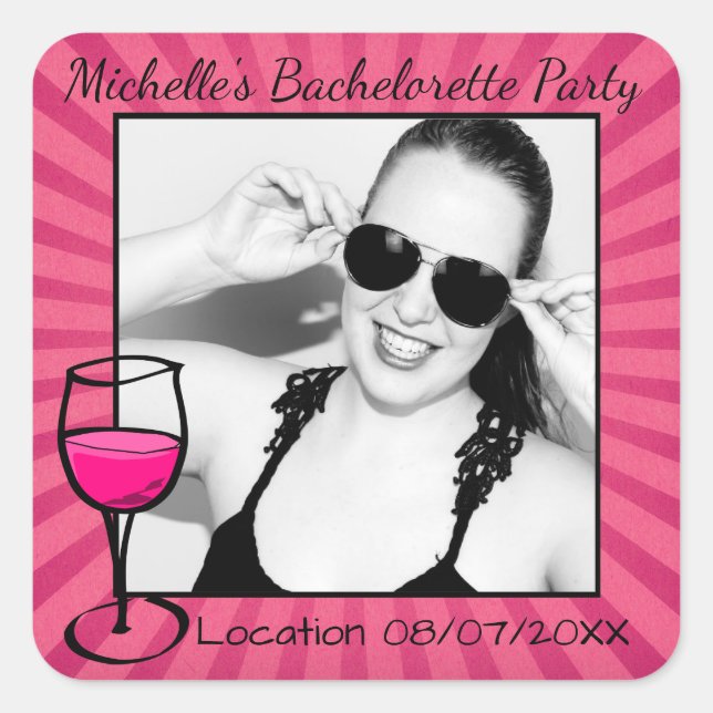 Personalised Bachelorette Frame Square Sticker (Front)
