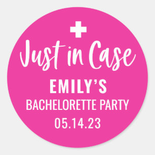 Personalised Bachelorette Just in Case Classic Round Sticker