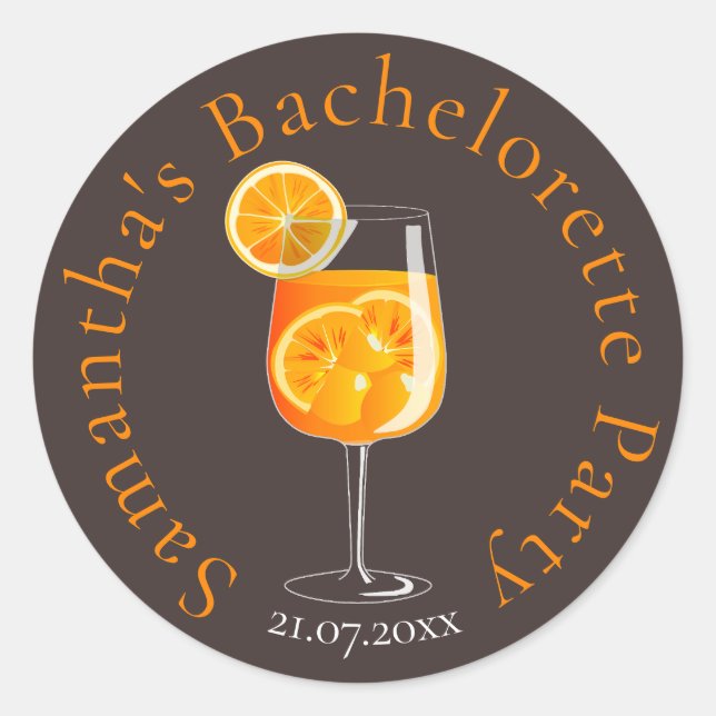 Personalised Bachelorette Party Favour Classic Round Sticker (Front)