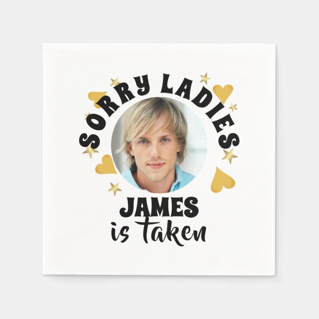 Personalised Bachelorette Party Grooms Face Photo Napkin (Front)