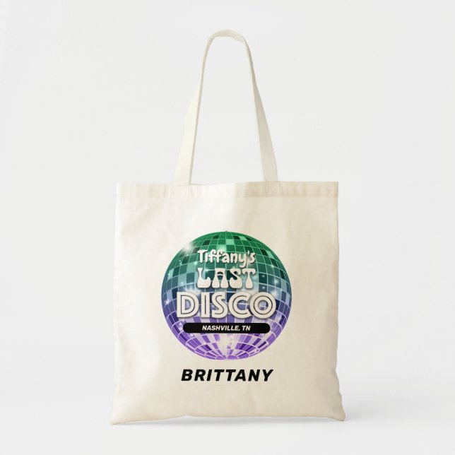 Personalised Bachelorette Party Last Disco Tote Bag (Front)