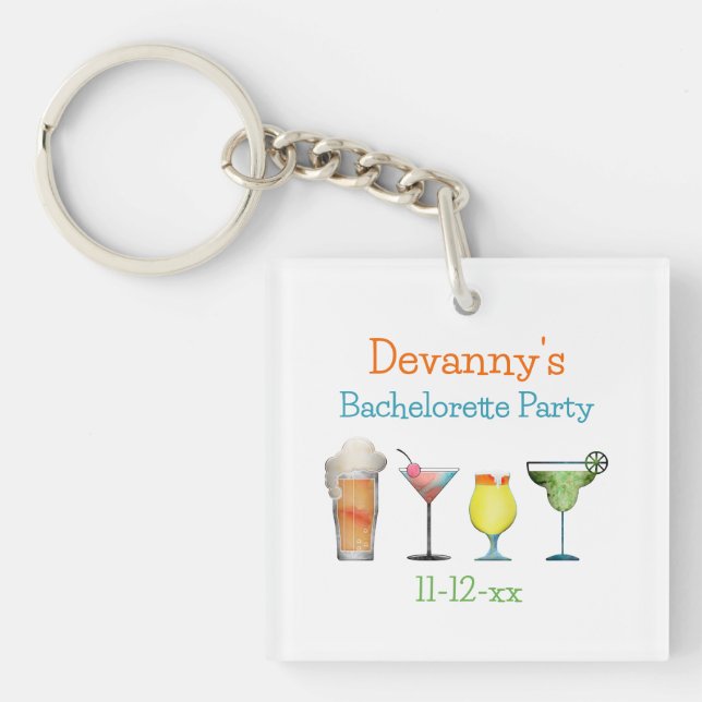 Personalised Bachelorette Party Name Date  Key Ring (Front)