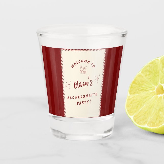 Personalised Bachelorette Party Shot Glass  (Front)