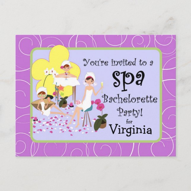 Personalised Bachelorette Party Spa Invitations (Front)