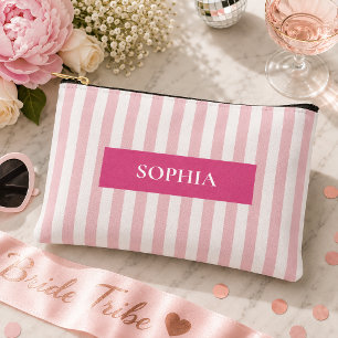 Personalised Bachelorette Party Striped Accessory Pouch
