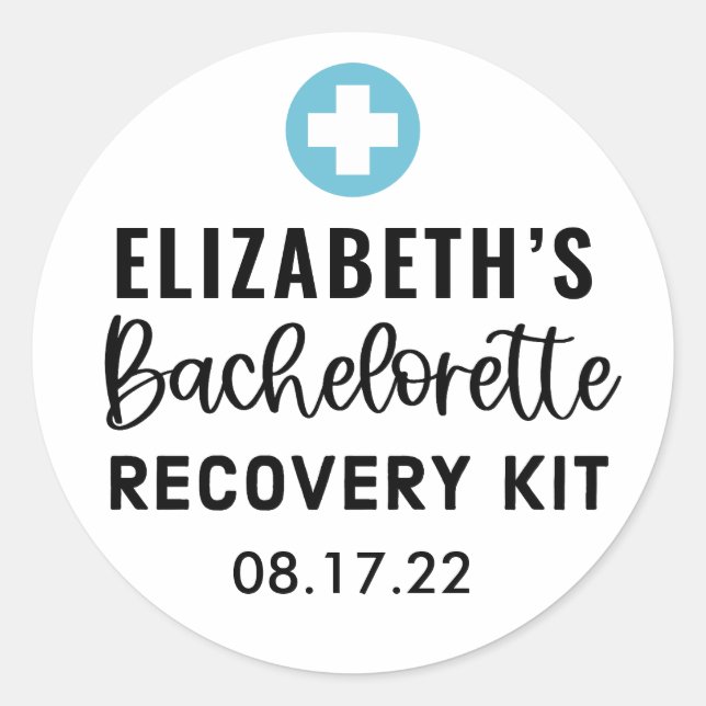 Personalised Bachelorette Recovery Kit  Classic Round Sticker (Front)