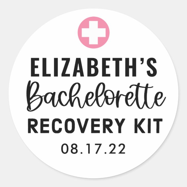 Personalised Bachelorette Recovery Kit  Classic Round Sticker (Front)
