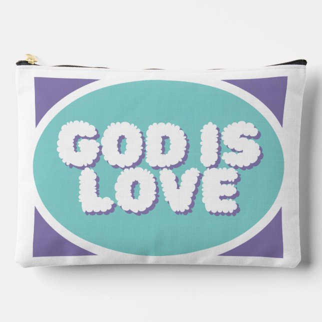 Personalised Back + "God Is Love" Front Design Accessory Pouch (Front)