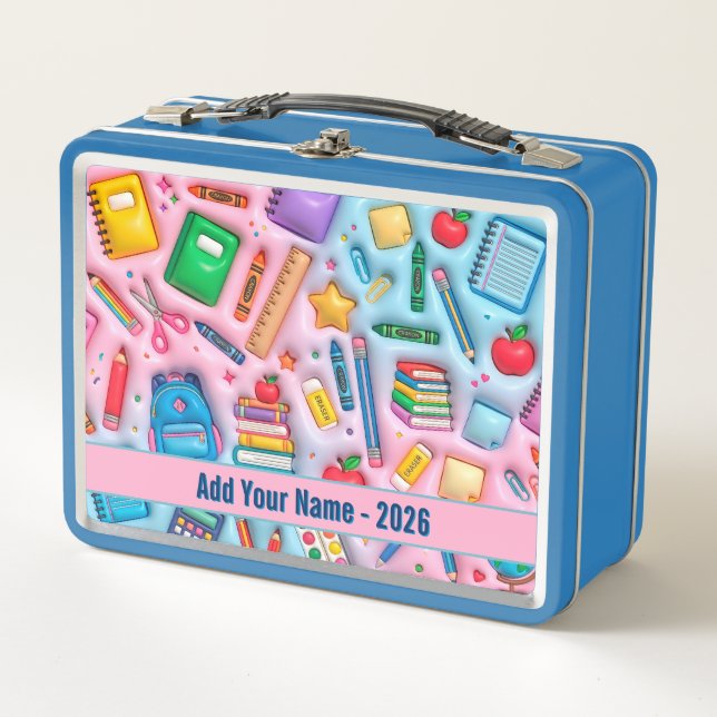 Personalised Back to School 2026 Metal Lunch Box (Front)