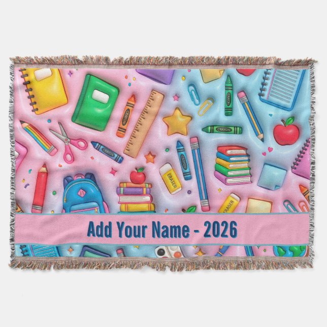 Personalised Back to School 2026 Throw Blanket (Front)