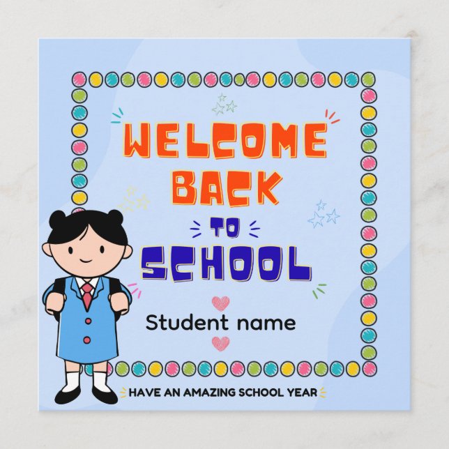 Personalised Back to School Card | First Day  (Front)