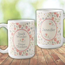 Personalised Back‑to‑School Floral Teacher Coffee Mug