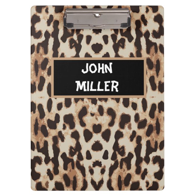 Personalised Back to school leopard skin Clipboard (Front)
